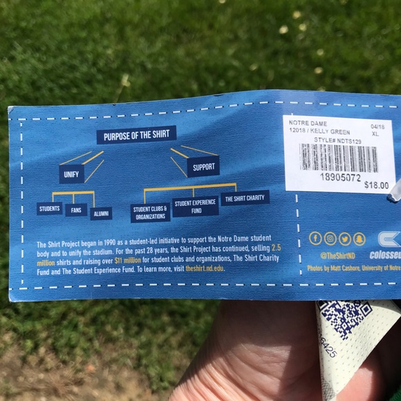 NWT. Notre Dame football T-shirt with printing on the back, front and sleeve. - Picture 4 of 8